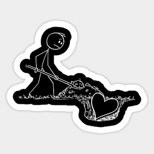 Death of the heart Valentine Stick Figure Men Sticker